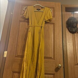 Lulu's Golden/Mustard Maxi wrap Dress
